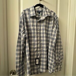 Brand new Peter Millar XL blue plaid shirt